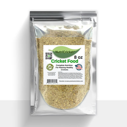 8 oz bag of NutriCricket cricket food for raising healthy feeder crickets