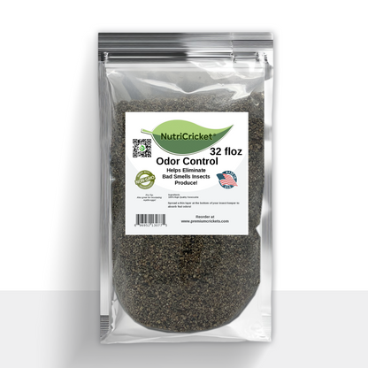 32 fluid ounce bag of NutriCricket odor control substrate for feeder insect enclosures