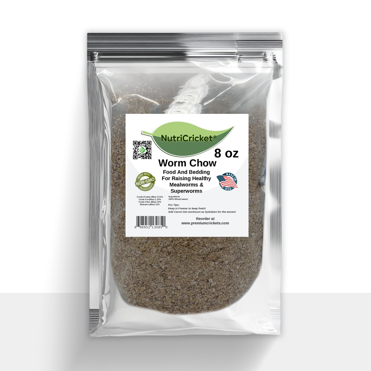 8 oz bag of NutriCricket worm chow food and bedding for mealworms and superworms